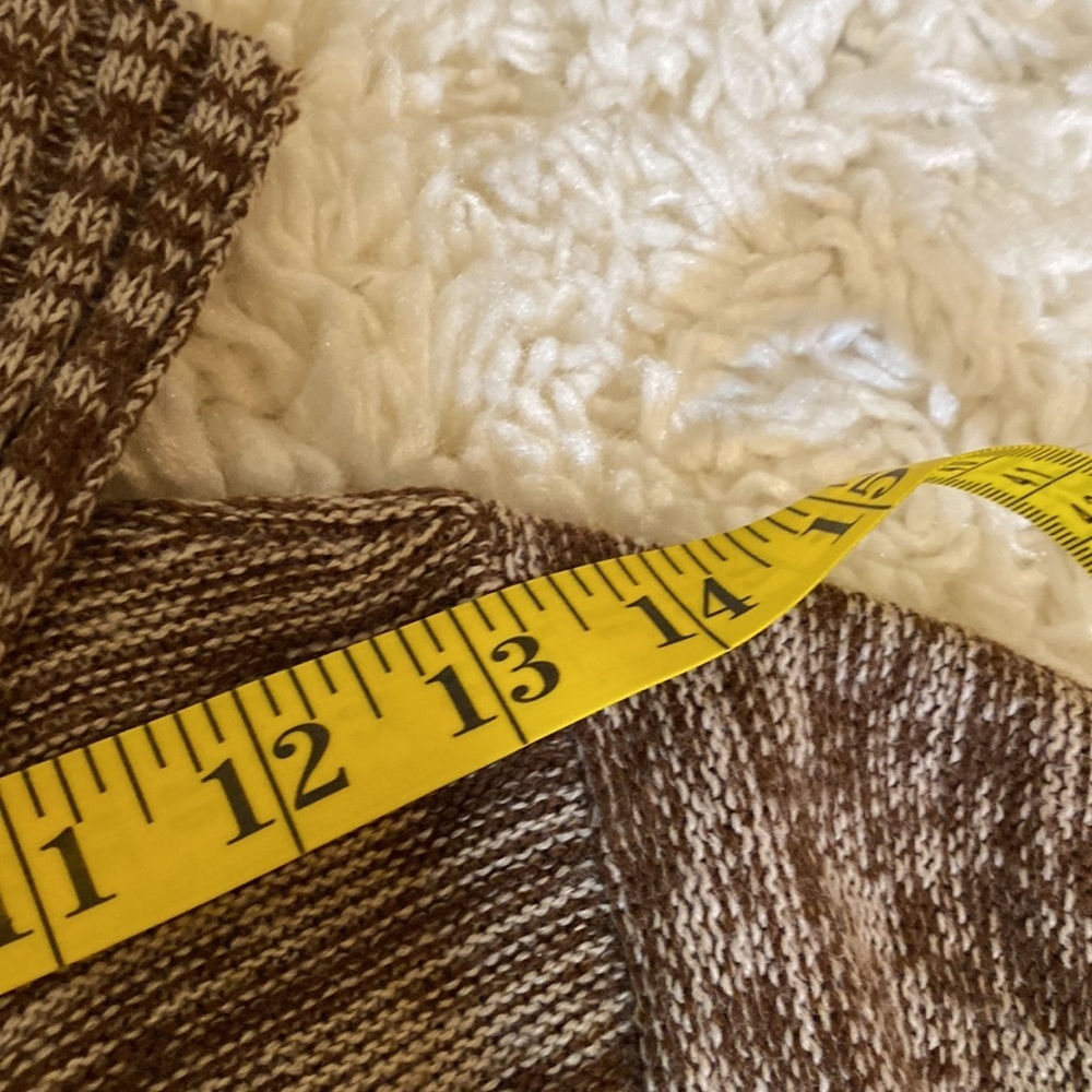 CHERRY STIX BROWN & CREAM CARDIGAN SWEATER RUFFLED FRONT Size Large BUTT… - Picture 8 of 14